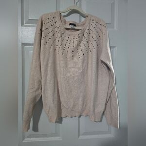 Venus Women's Beige Sweater with Studded Design